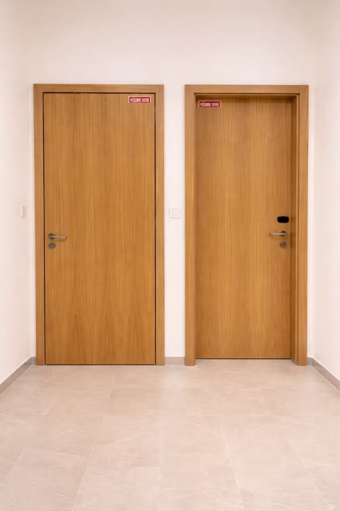 Drevené dvere s elektronickým zámkom